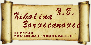 Nikolina Borvičanović vizit kartica